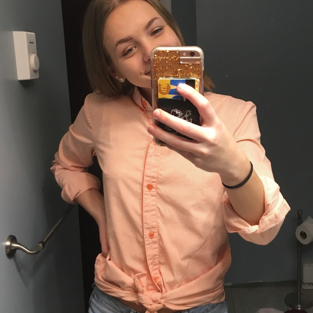 Orange Striped Button Up